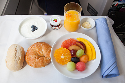 Brussels Airlines new business class breakfast