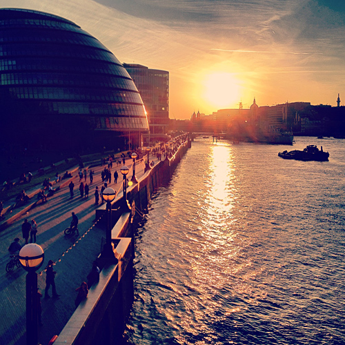 Sunset View London City Hall from Tower Bridge