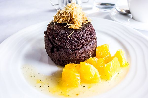 Emirates First Class Chocolate Molten Cake for Dessert
