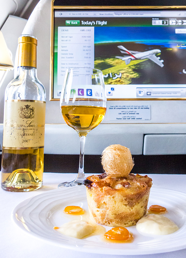 Emirates First Class White Chocolate Croissant Pudding