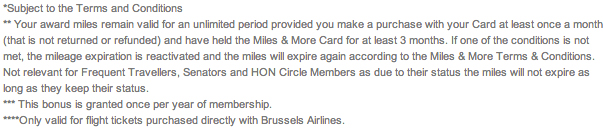 Brussels Airlines American Express conditions