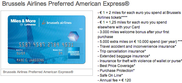 Brussels Airlines Preferred American Express Credit Card details