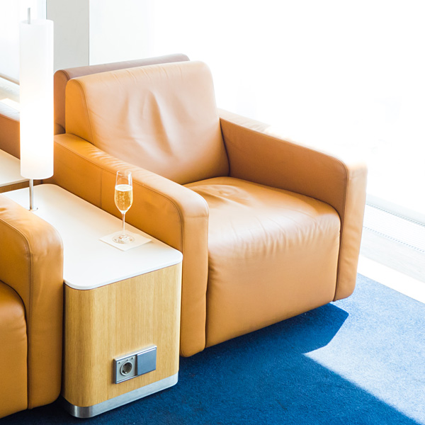 Champagne at Lufthansa Senator Lounge B at Frankfurt Airport