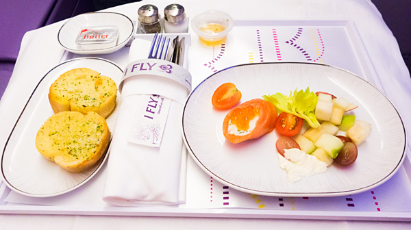 Thai Airways A380 Royal Silk Business Class First Course Salmon Roll