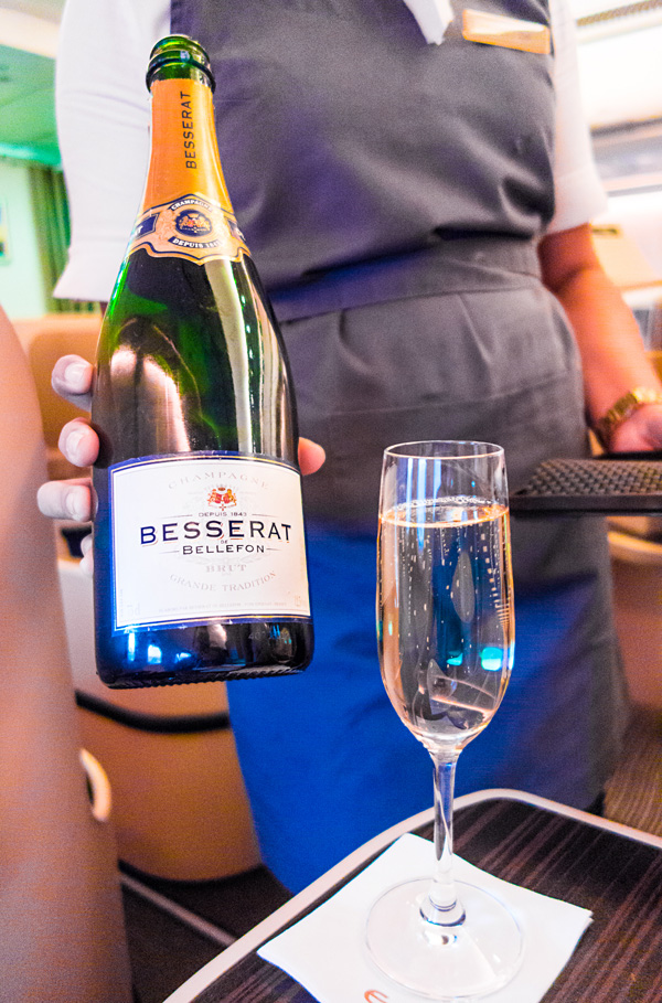 Etihad Business Class Besserat de Bellefon Champagne