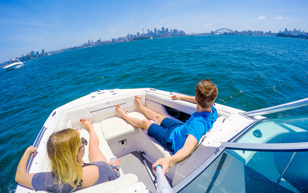 Boating in Sydney with Aron Adrian Josh Christine and friends