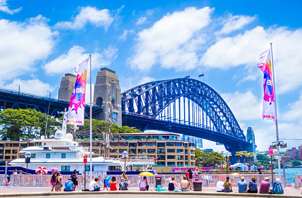 Spectators at Sydney Harbour Bridge