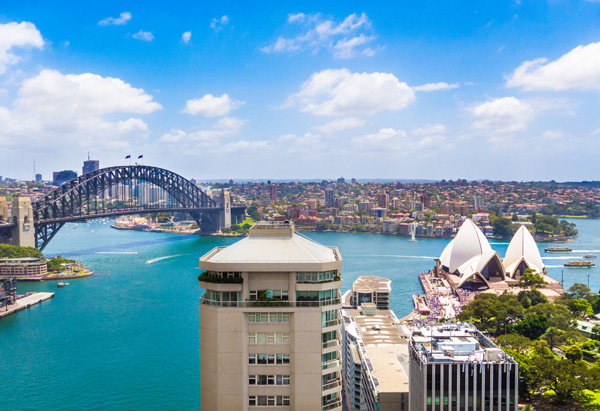 View from InterContinental Sydney on Opera House and Harbour Bridge