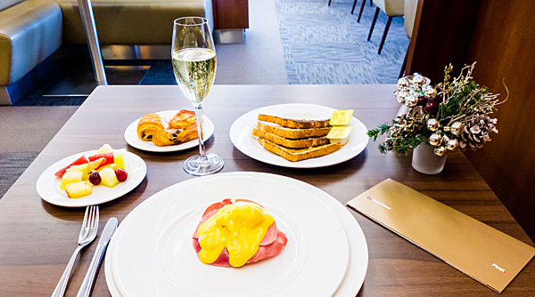 Breakfast at British Airways Galleries First Class Lounge Terminal 3 London Heathrow Airport