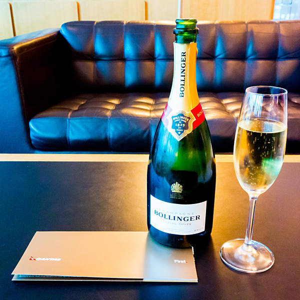 Qantas First Class Lounge Melbourne Bollinger Brut Champagne Special Cuvee