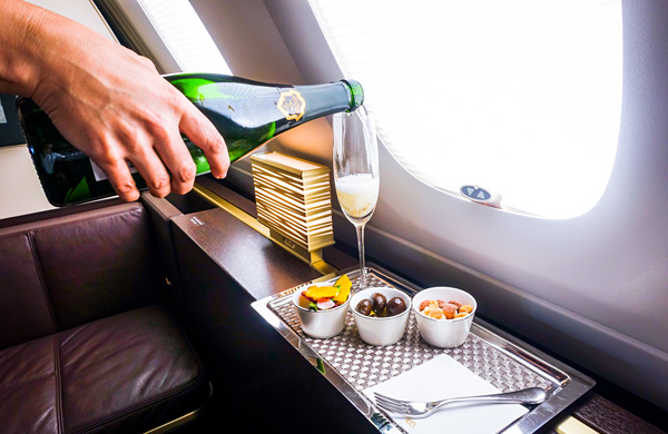 Etihad Airways First Class A380 Bollinger La Grande Annee Pre-departure drink