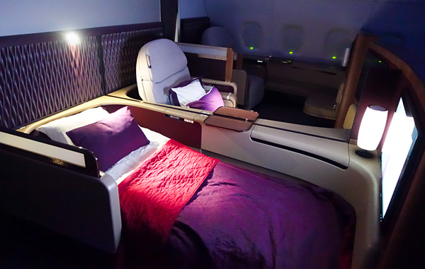 Qatar Airways A380 First Class full flat bed