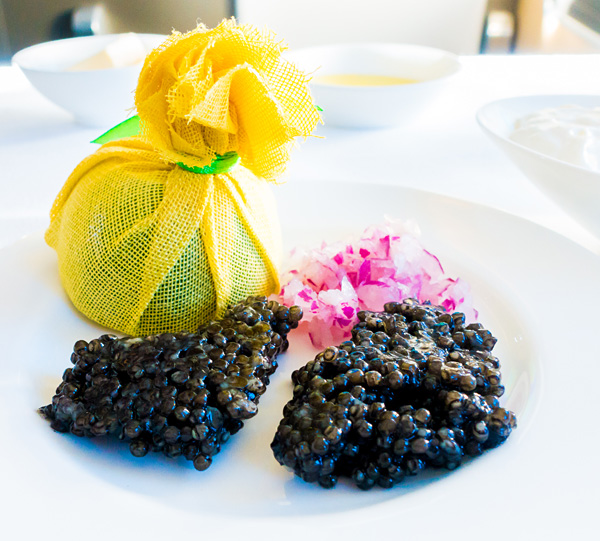 Lufthansa First Class Dining Caviar Service