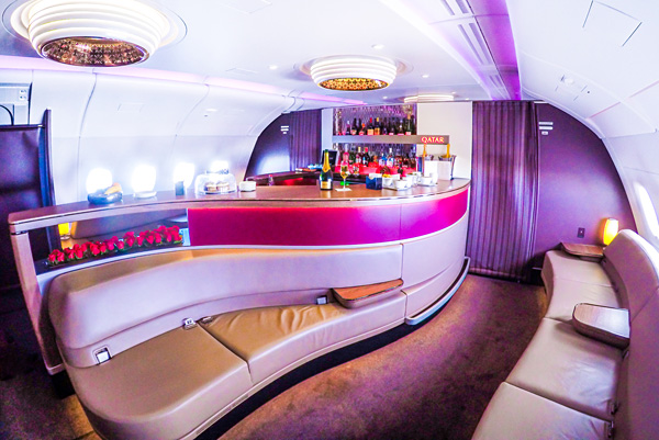 Qatar Airways A380 The Lounge Bar for Business and First Class Passengers