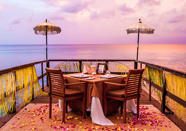 Sunset dinner at pier Ayana Resort Bali