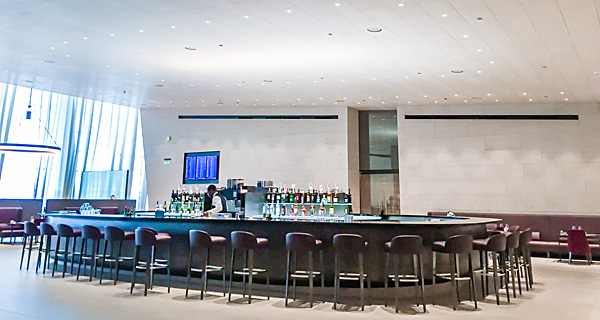 Qatar Airways First Class Lounge Al Safwa bar area Doha