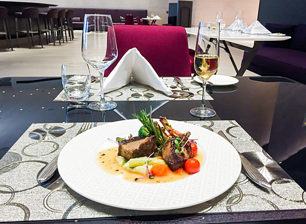 Qatar Airways First Class Lounge Doha lunch