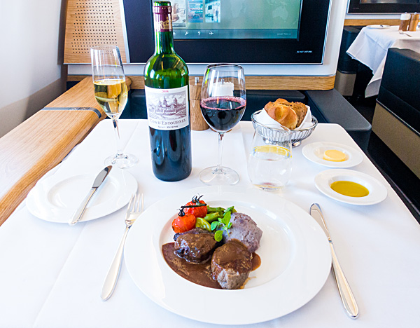 Swiss First Class Lunch Seared Veal Tenderloin Braised Veal Cheek