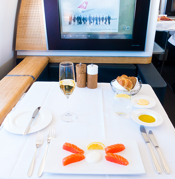 Swiss New First Class A330 Dining Balik Salmon