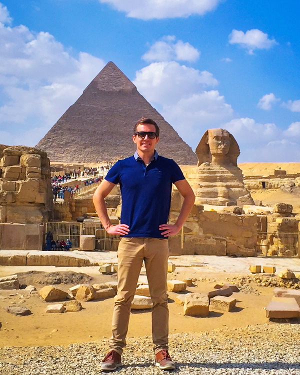 Bart Lapers at the Great Sphinx of Giza near Cairo, Egypt Bart Lapers at the Great Sphinx of Giza near Cairo, Egypt
