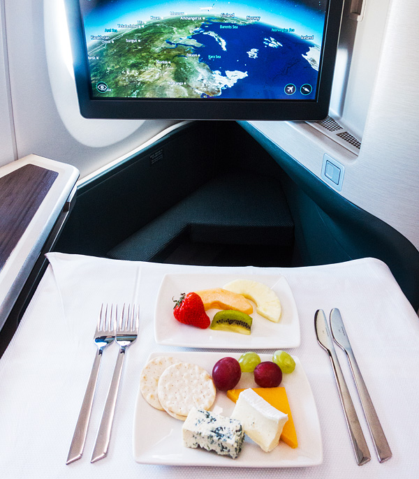 Cathay Pacific Business Class Cheese and Fruit dessert