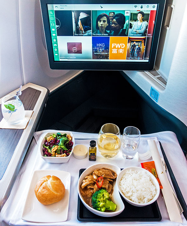 Cathay Pacific Business Class lunch Main Pork Chop with Garlic