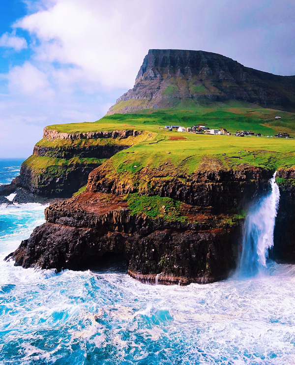 Mulafossur Waterfall at Gasadalur, Faroe Islands June 2018
