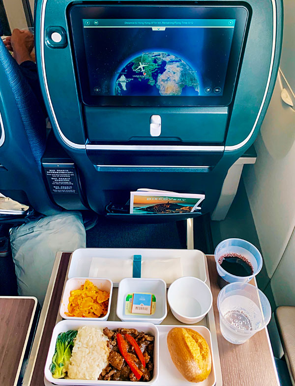 Cathay Pacific A350-900 Premium Economy lunch