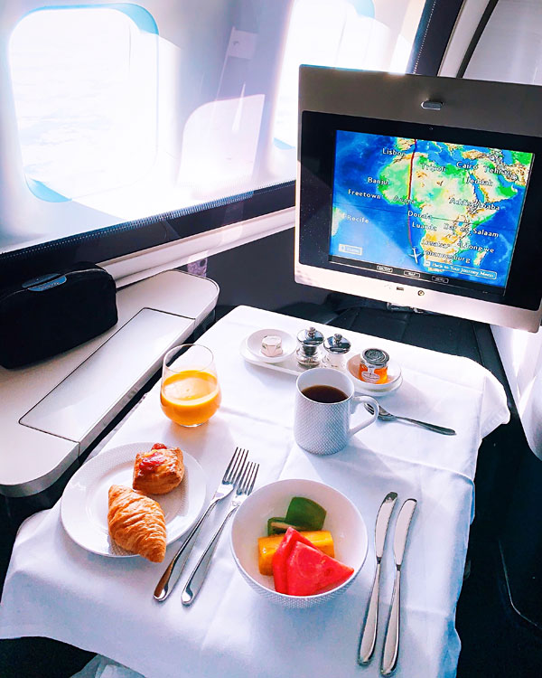 British Airways B747 First Class Breakfast