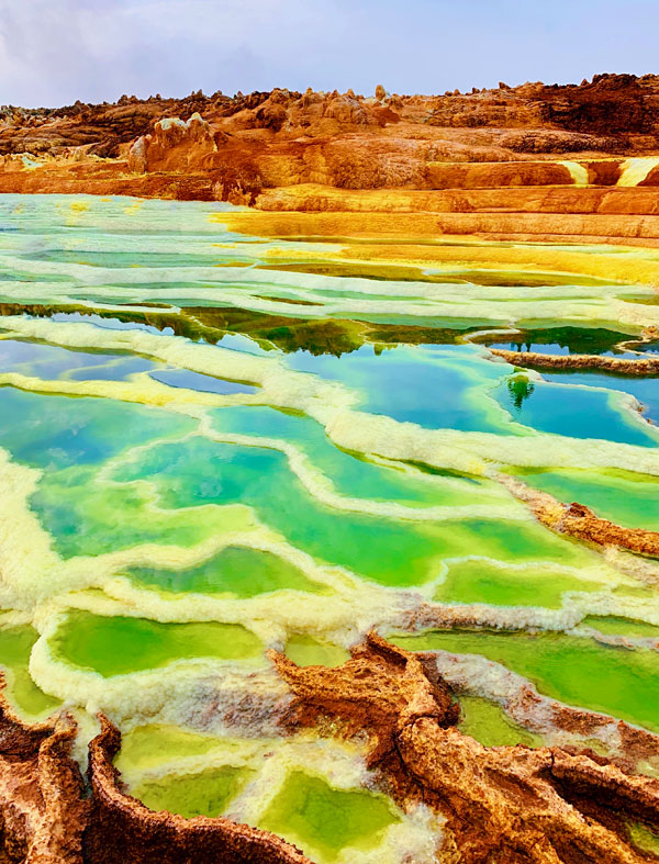 The colorful hydrothermal pools and terraces of Dallol