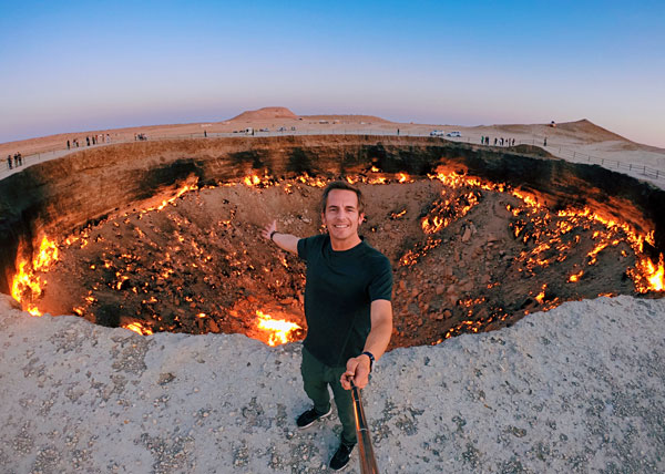 Bart Lapers at Darvaza Gas Crater Gates of Hell Turkmenistan